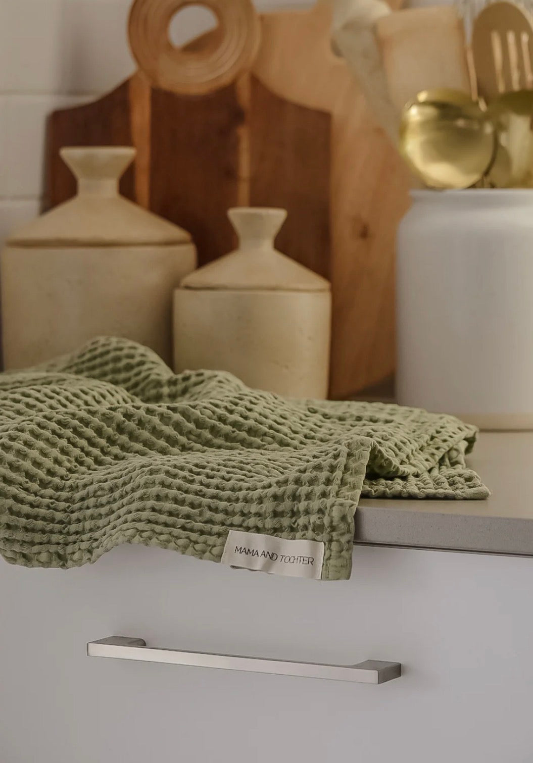 Light Olive Rustic Waffle Tea/hand Towel