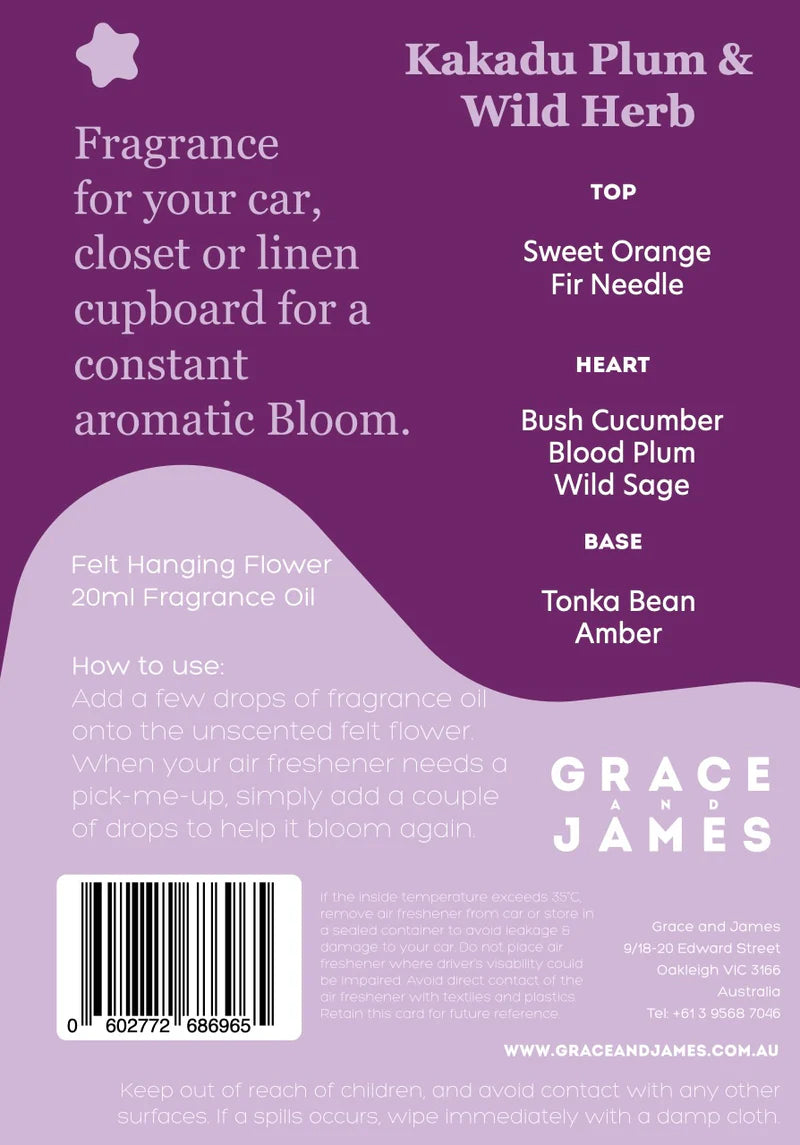 Felt Flower Air Freshener Kakadu Plum & Wild Herb