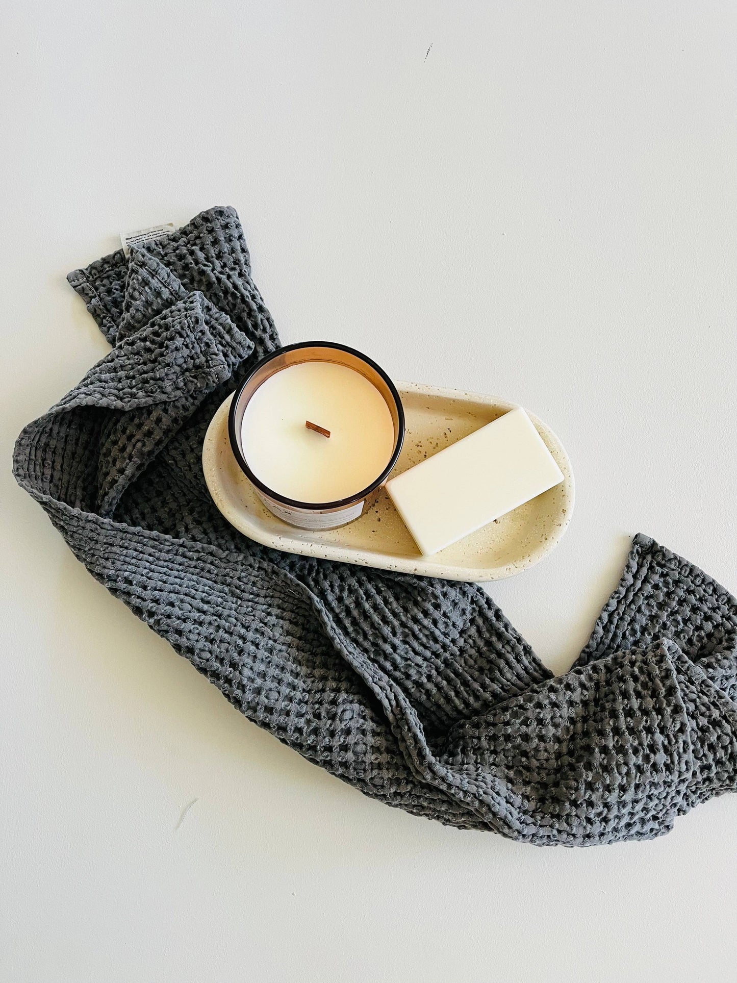100% Organic Cotton Rustic Waffle Hand Towel - Charcoal