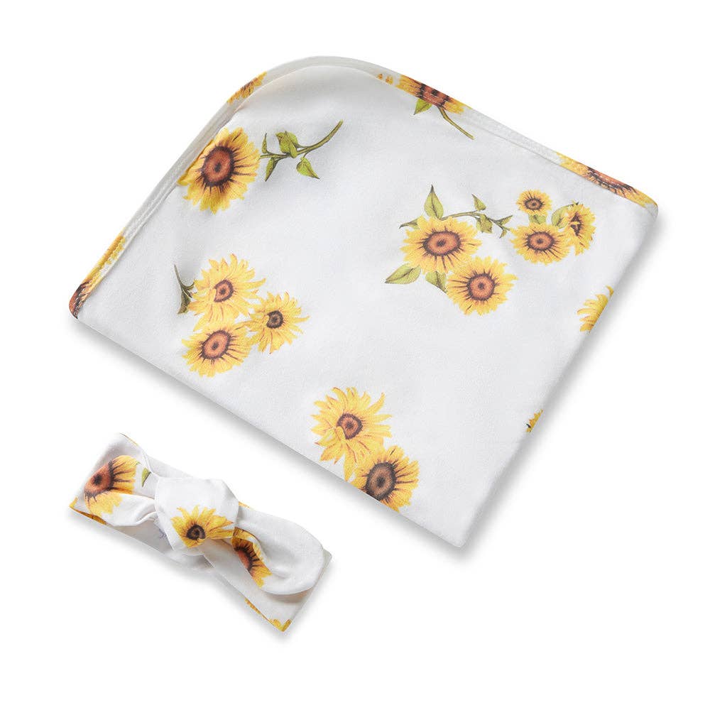 Sunflower Organic Jersey Wrap & Topknot Set