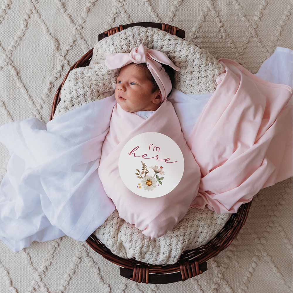 Baby Pink Organic Jersey Wrap & Topknot Set