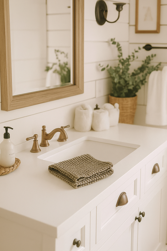 100% Organic Cotton Rustic Waffle Face Cloth - Khaki