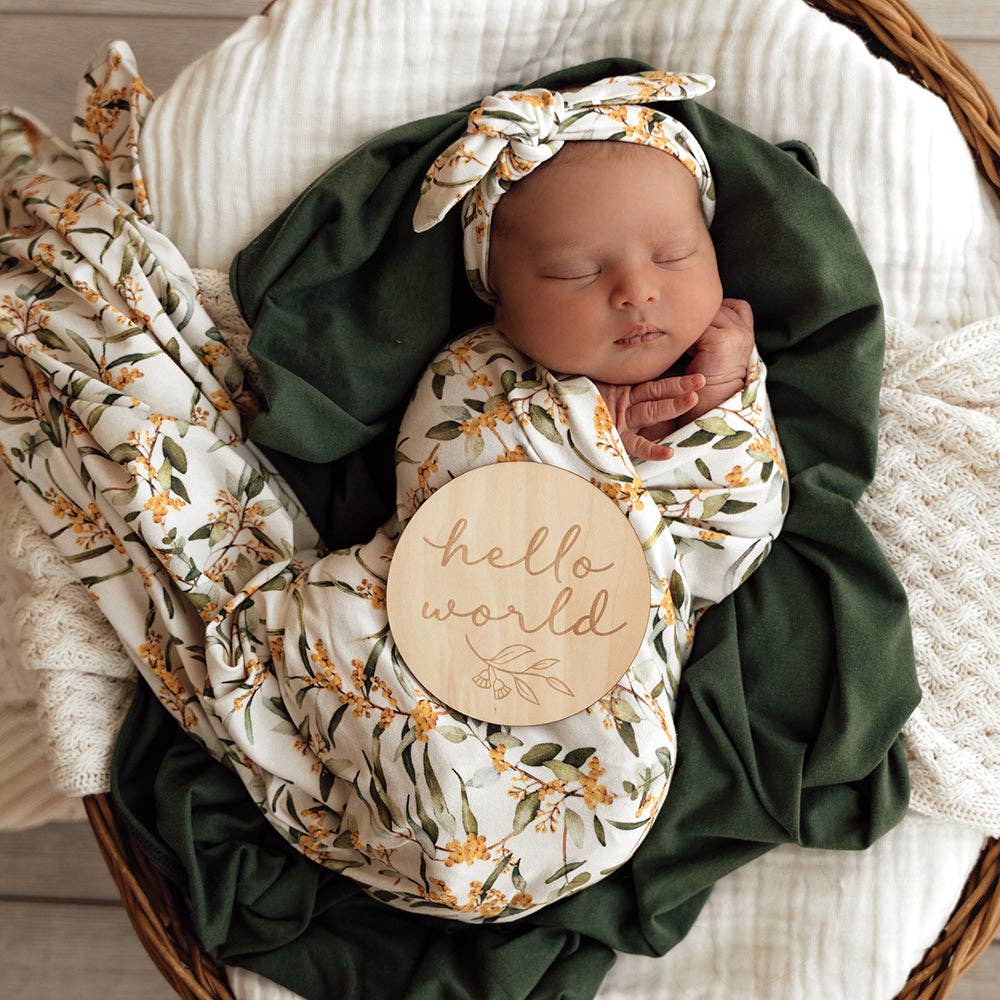 Golden Wattle Organic Jersey Wrap & Topknot Set