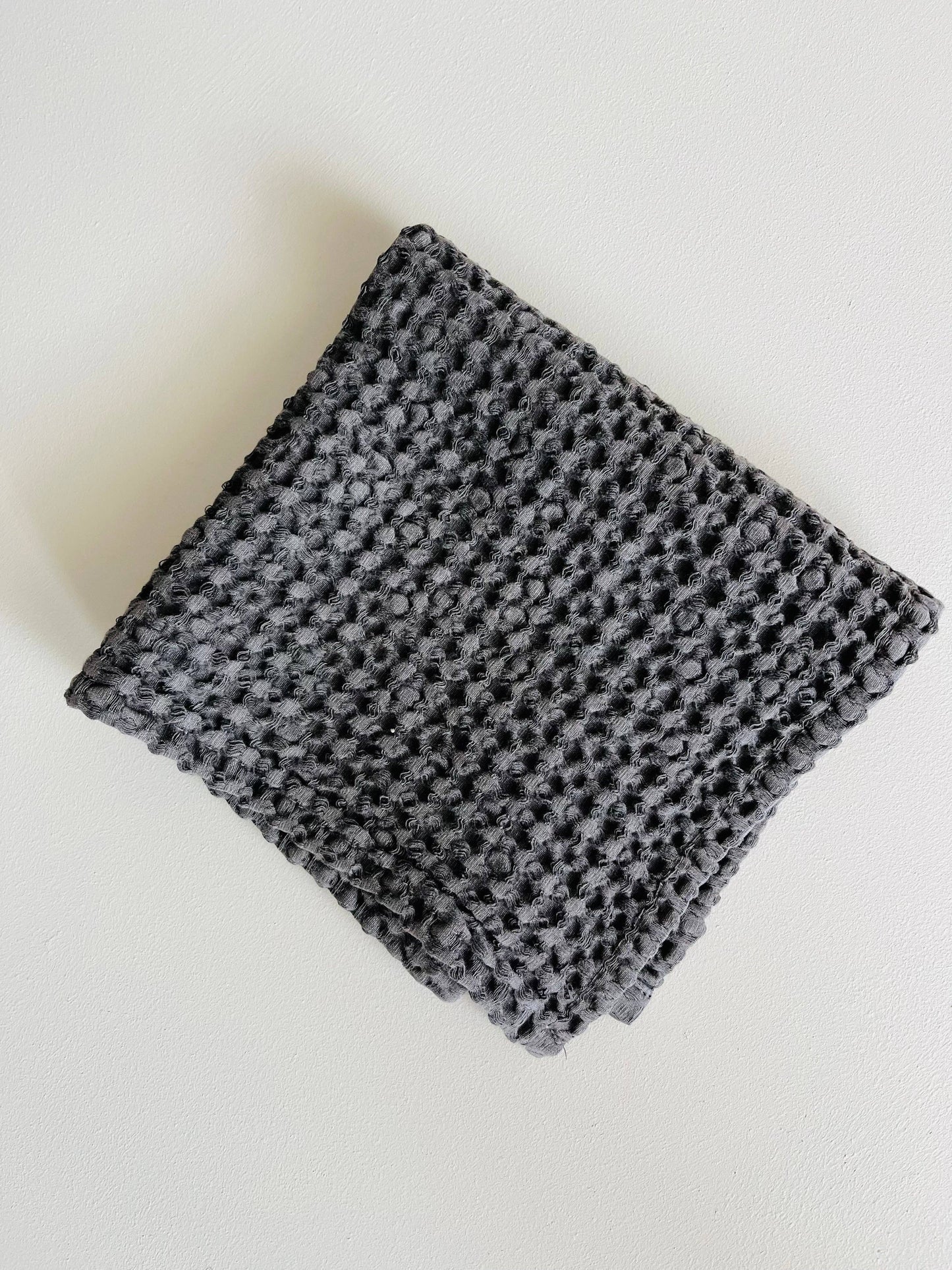 100% Organic Cotton Rustic Waffle Face Cloth - Charcoal