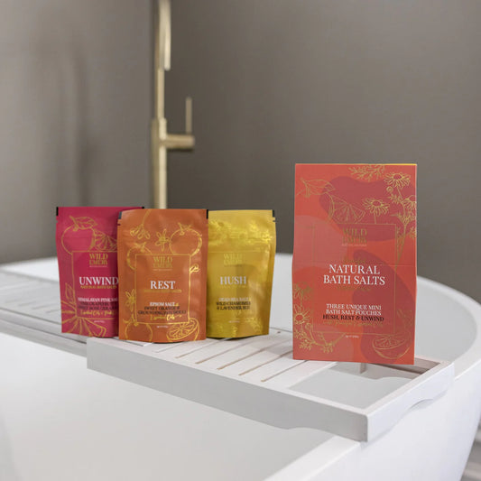 WILD EMERY
PEACEFUL NATURAL BATH SALTS THREE PACK HUSH REST &UNWIND