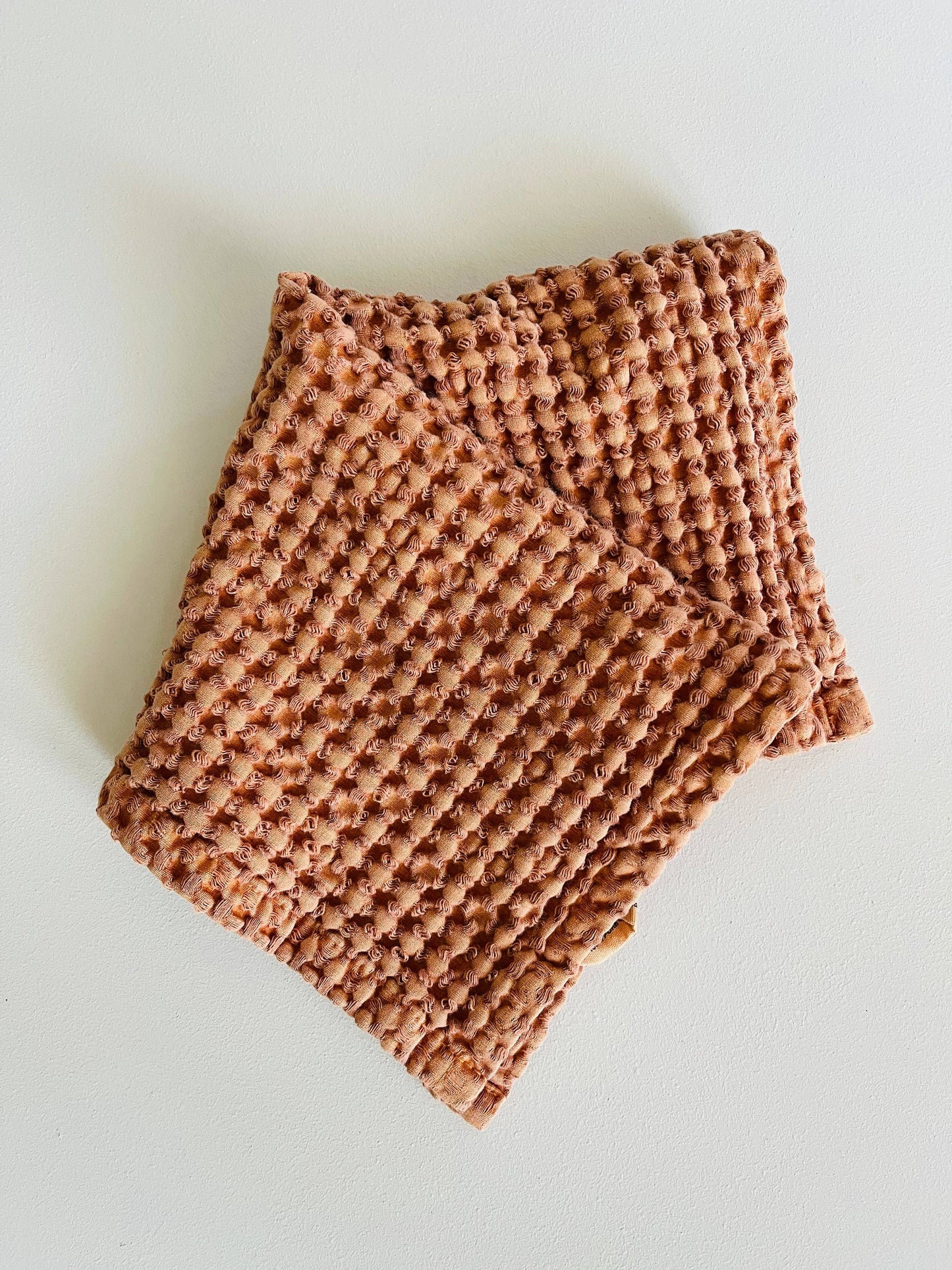100% Organic Cotton Rustic Waffle Face Cloth - Terracotta