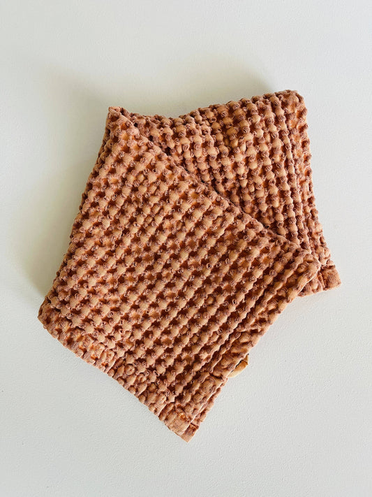 Terracotta 100% Organic Cotton Rustic Waffle Face Cloth