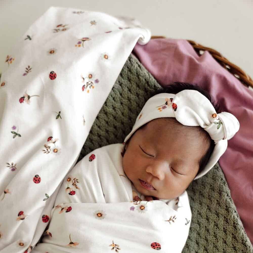 Ladybug Organic Jersey Wrap & Topknot Set