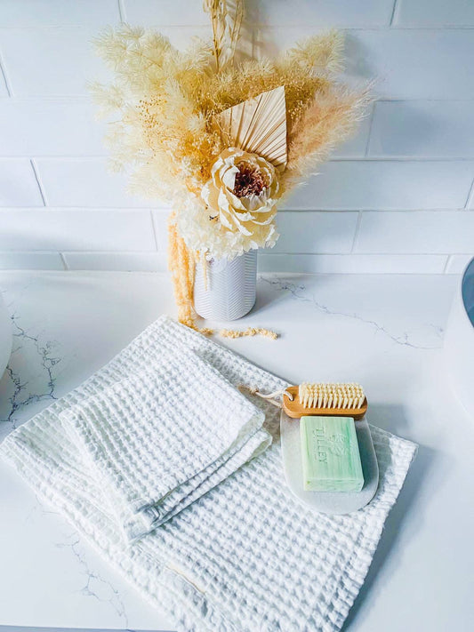 White Face Cloth 100% Organic Cotton Rustic Waffle Face