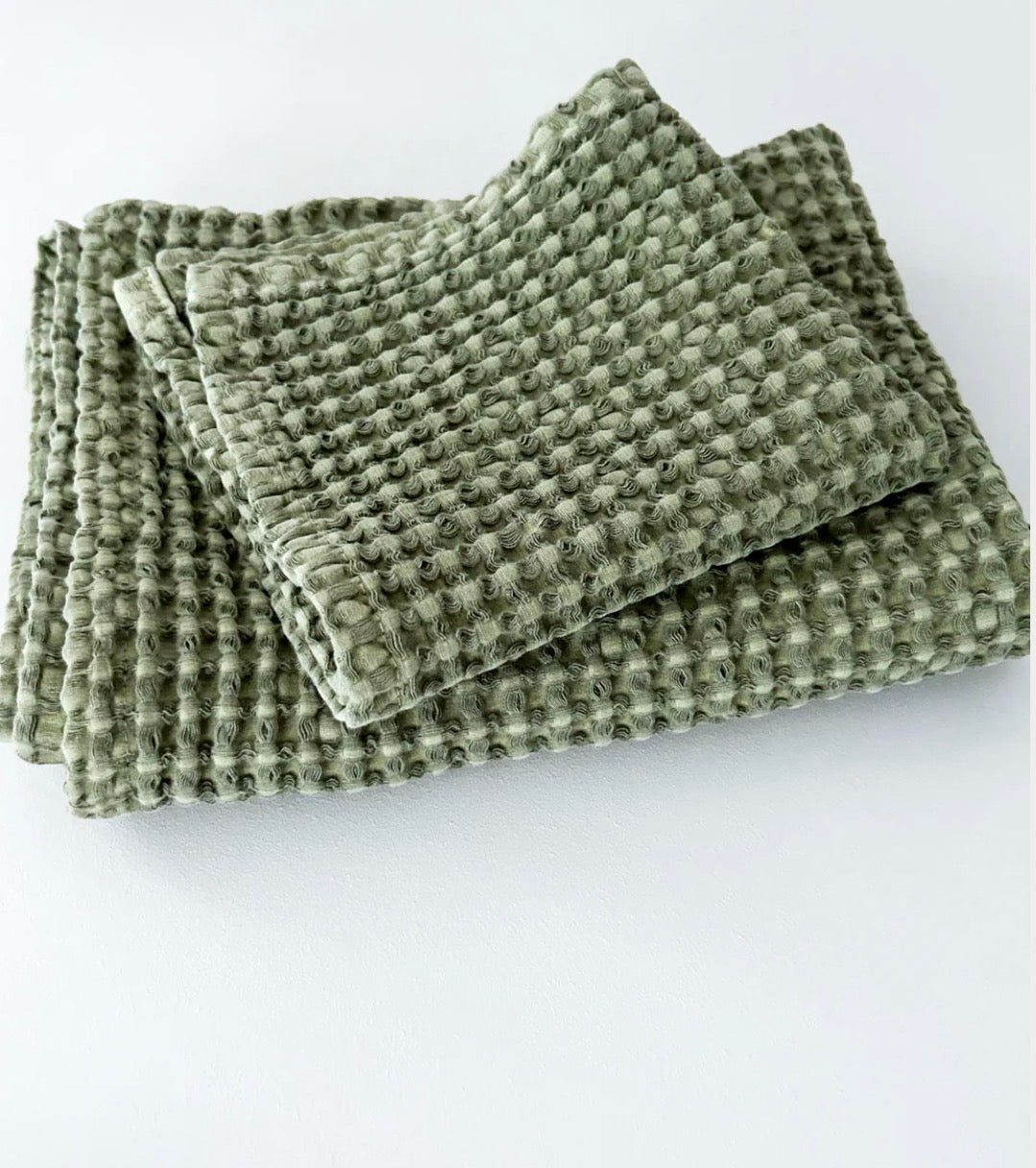 Light Olive Rustic Waffle Face Cloth 100% organic cotton