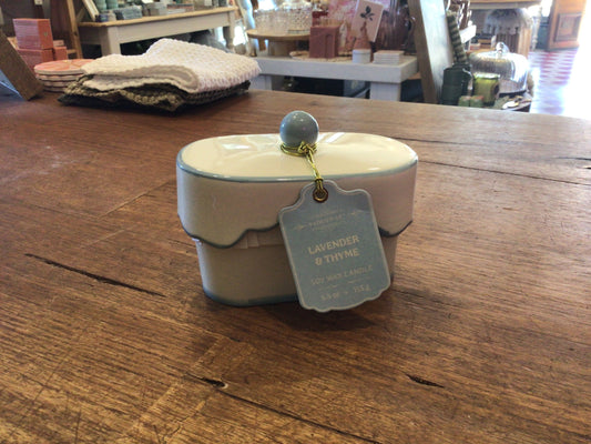 Lavender & thyme ceramic candle dish