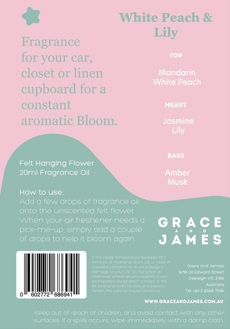 Felt Flower Air Freshener White Peach & Lily