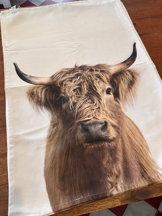 Beautiful Boy Hairy Cow tea towel