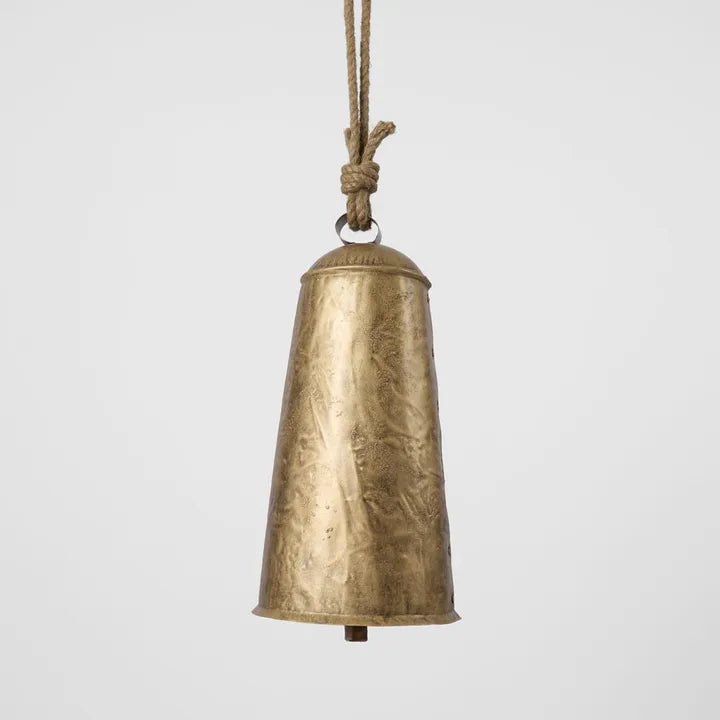 Rustic Cow Bell Large Antique Gold