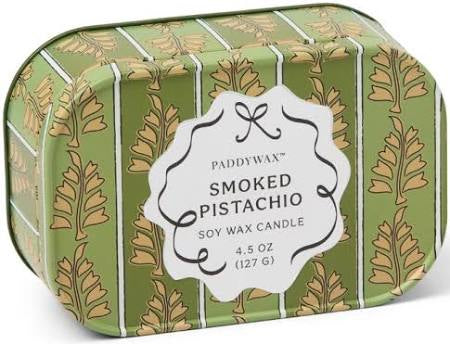 Smoked pistachio tin candle