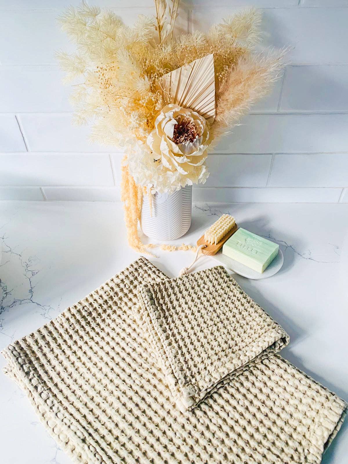 100% Organic Cotton Rustic Waffle Face Cloth - Natural
