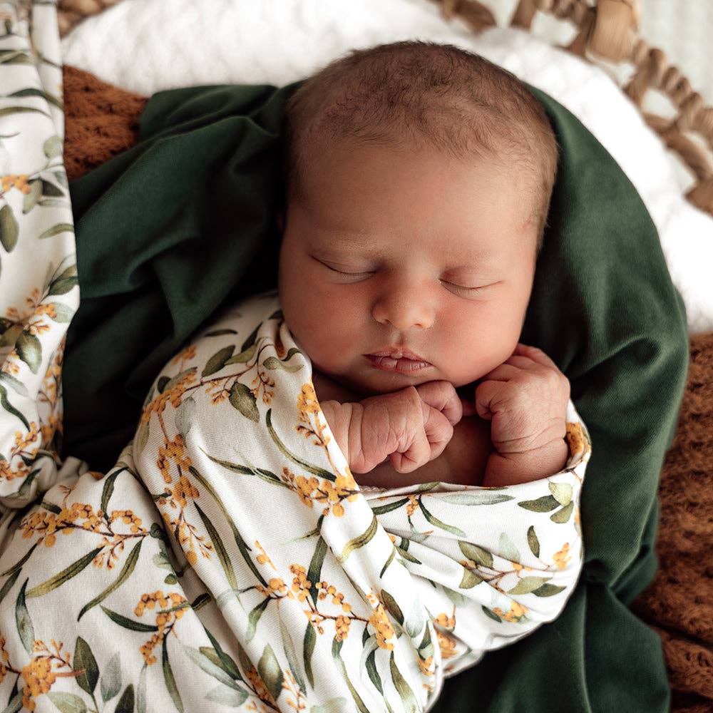 Golden Wattle Organic Jersey Wrap & Topknot Set