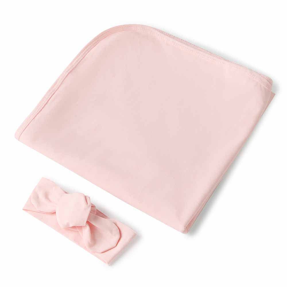 Baby Pink Organic Jersey Wrap & Topknot Set