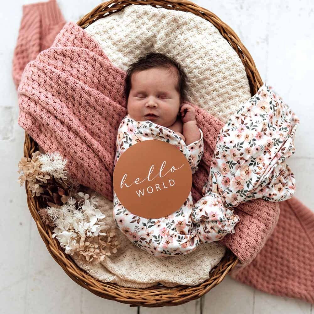 Spring Floral Organic Jersey Wrap & Topknot Set