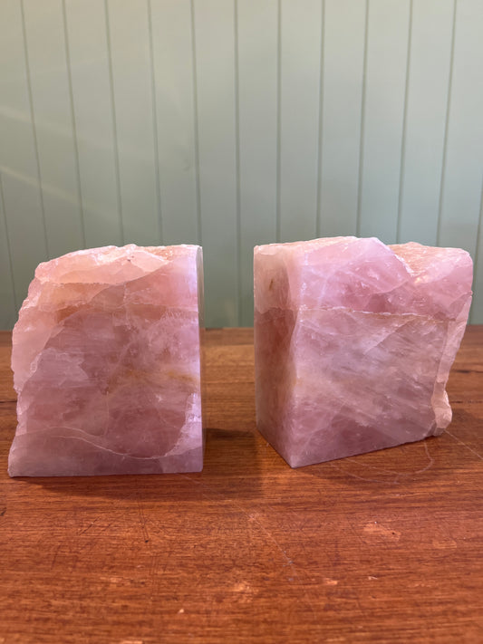 Agate Rose Quartz Bookends A Grade