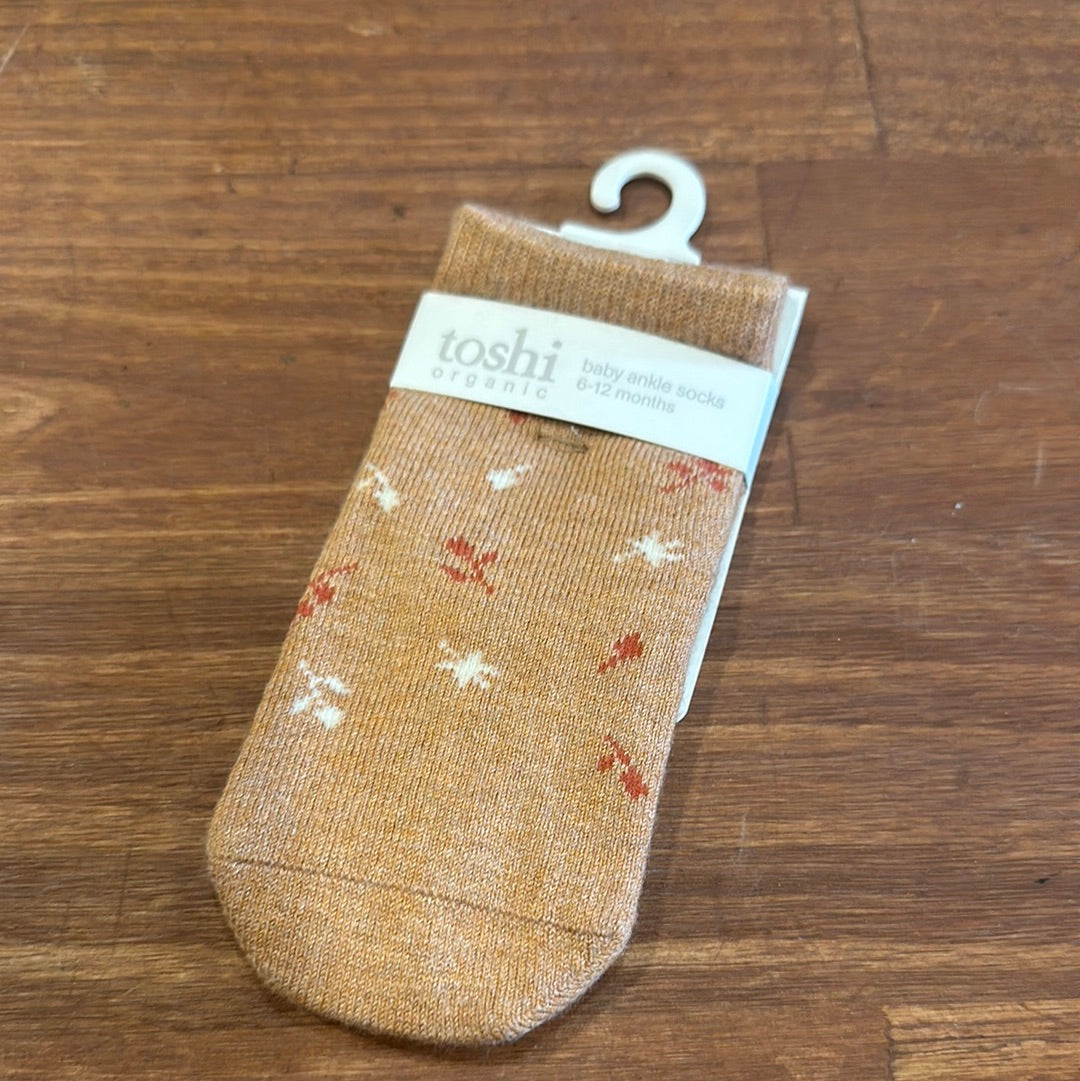 Toshi Organic Ankle Baby Socks Maple Leaves