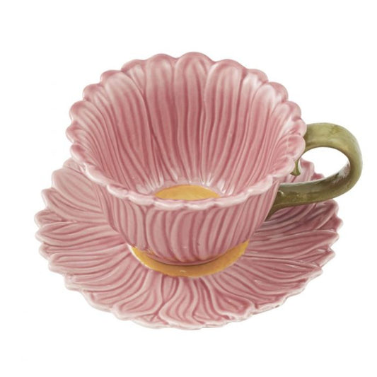 Jardín Ceramic Cup & Saucer Set Pink