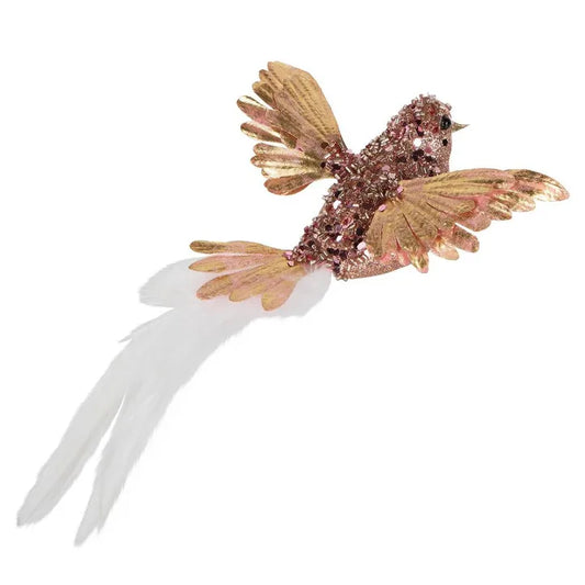 Flutter Sparkly Clip on Bird Pink