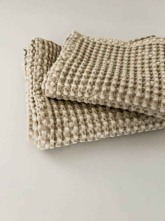 100% Organic Cotton Rustic Waffle Face Cloth - Natural