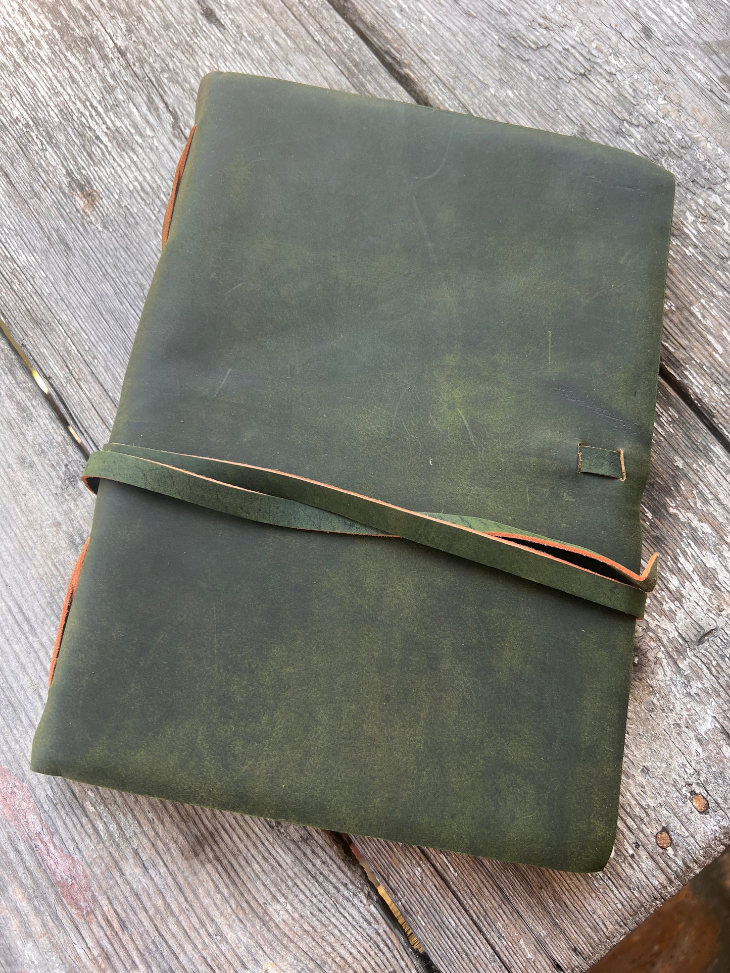 Rustic Olive Leather A4 Journal