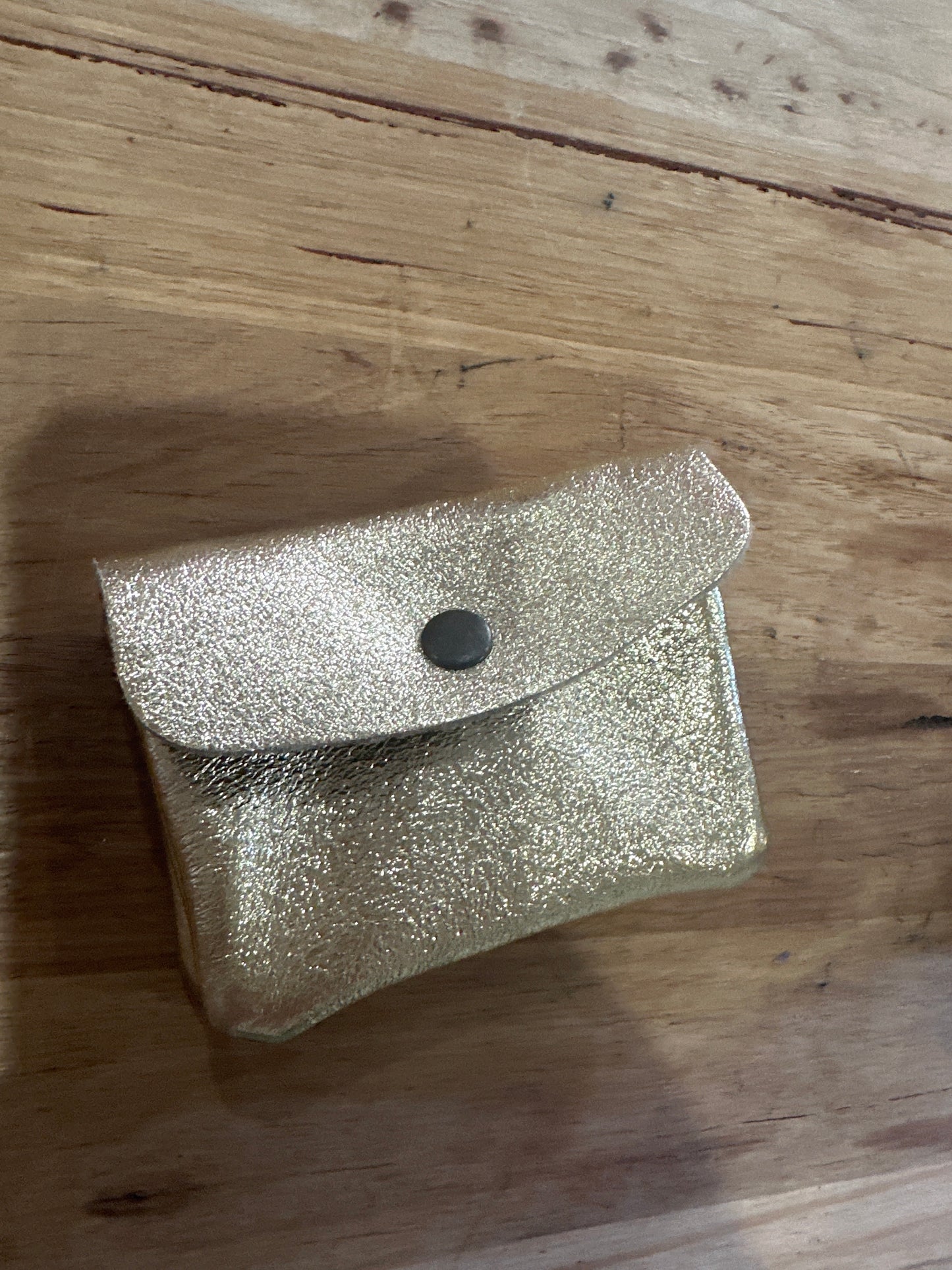 Metallic Sliver or Gold Leather Coin Purse