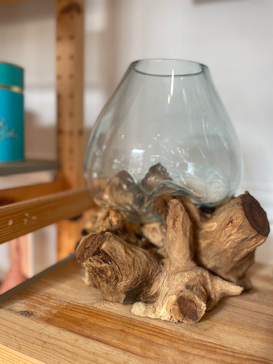 Log with Glass Bowl Large