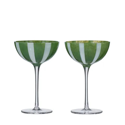 Aperitivo Set 2 Green Coupe Glasses