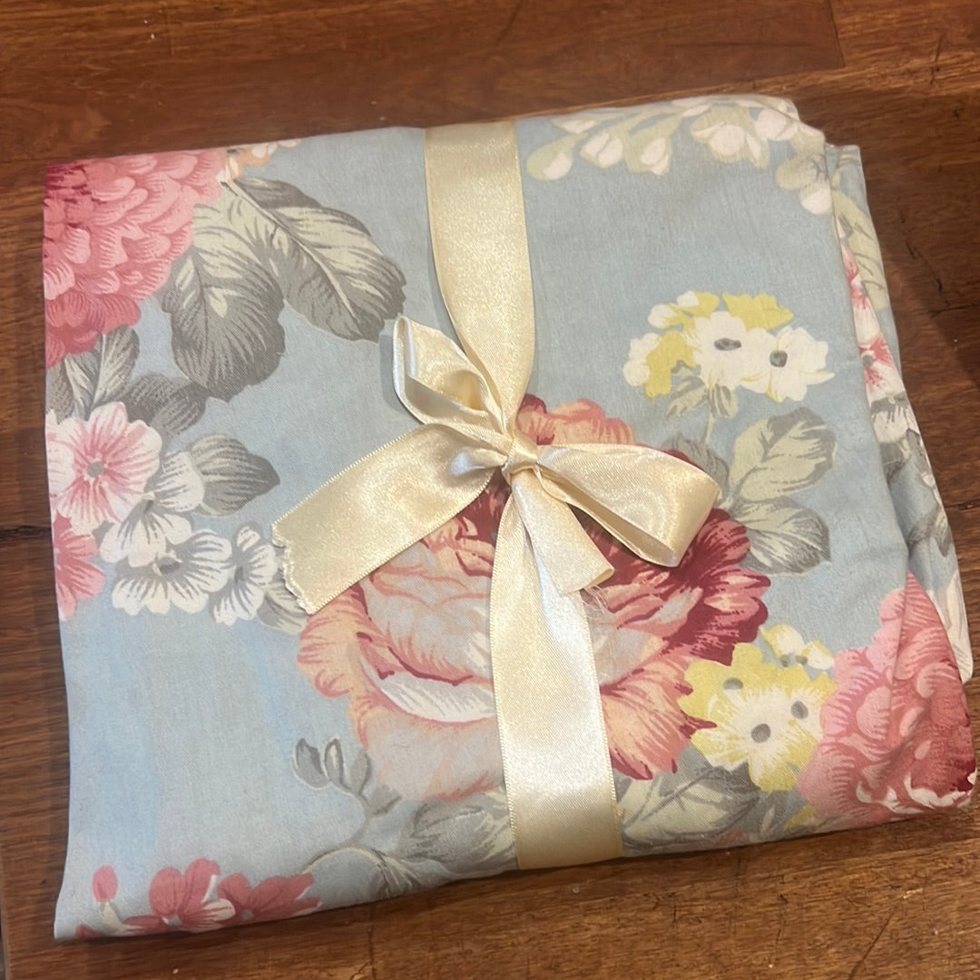 Floral Blue Fitted Cot Sheet