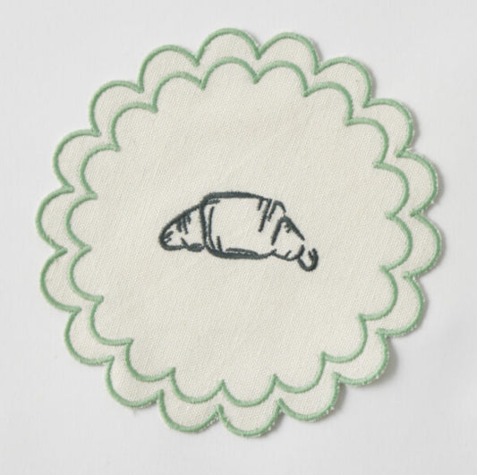 Croissant Embroidered Cocktail Coaster