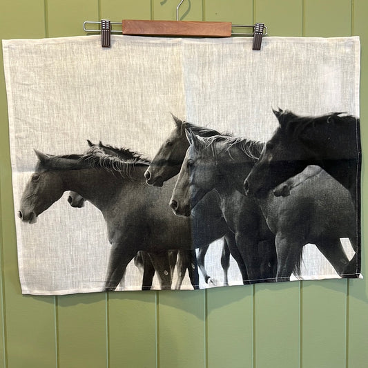 Horse Parade Tea Towel