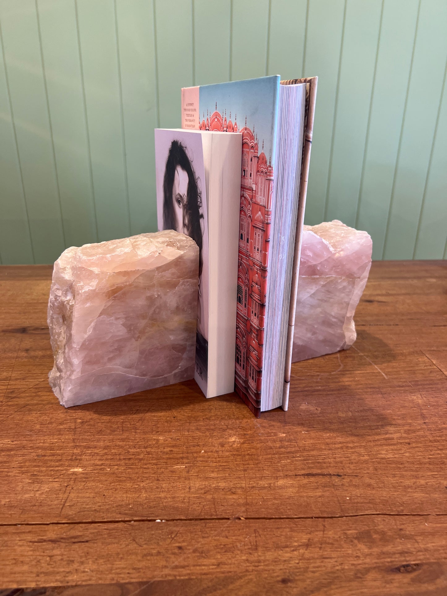 Agate Rose Quartz Bookends A Grade