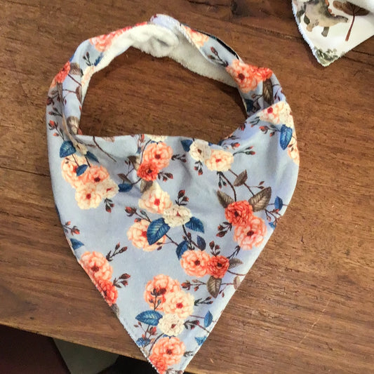 Snuggle Hunny Blue / Flowers Organic Dribble Bib