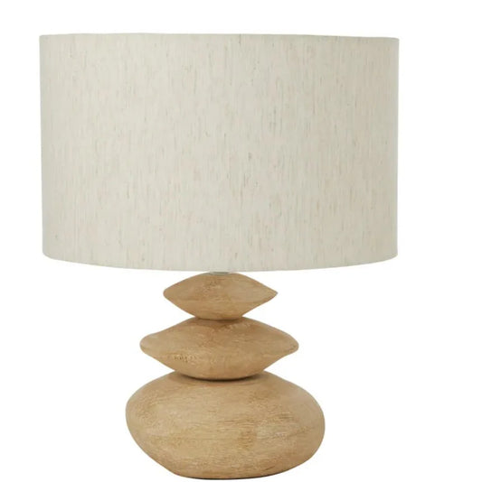 Java wood table lamp white wash