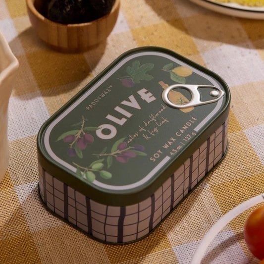 Olive tin candle