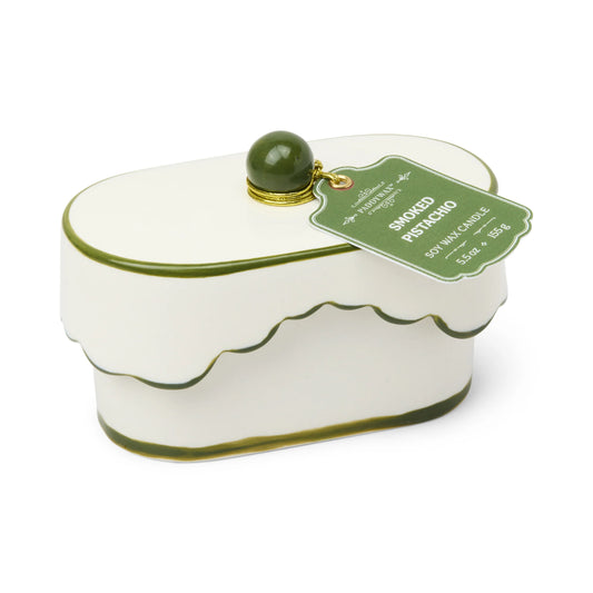 Smoked pistachio ceramic dish candle
