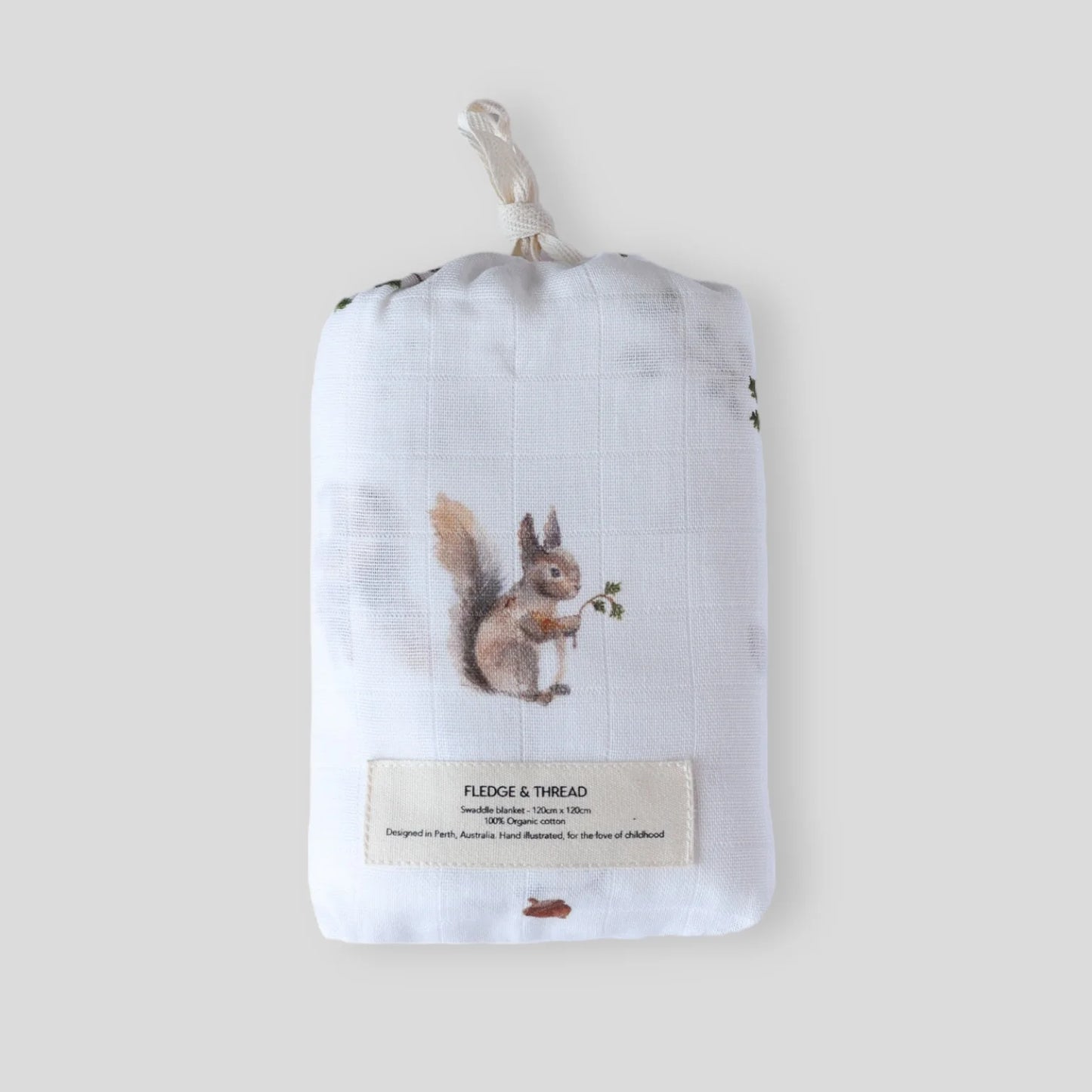 Squirrel muslin swaddle