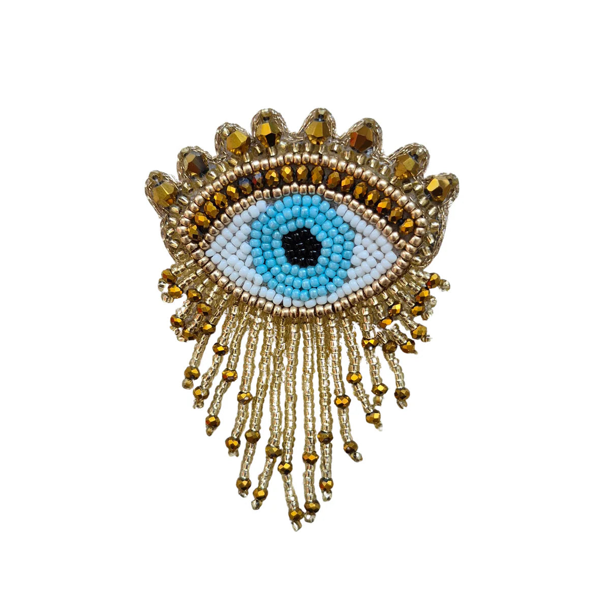 Beaded eye brooch
