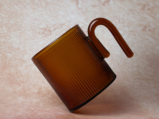 Archer Ribbed Glass Cup Amber