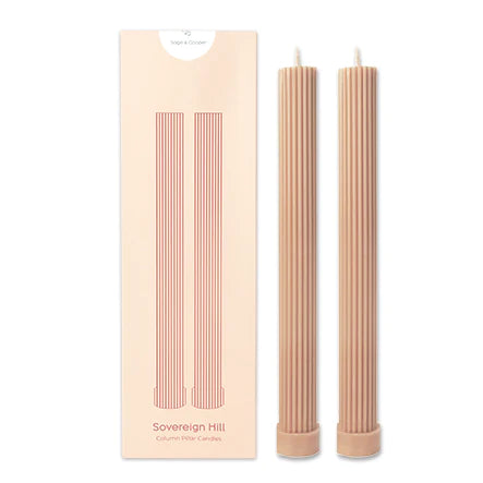 Column Pillar Candles (set of 2) Vanilla caramel blush