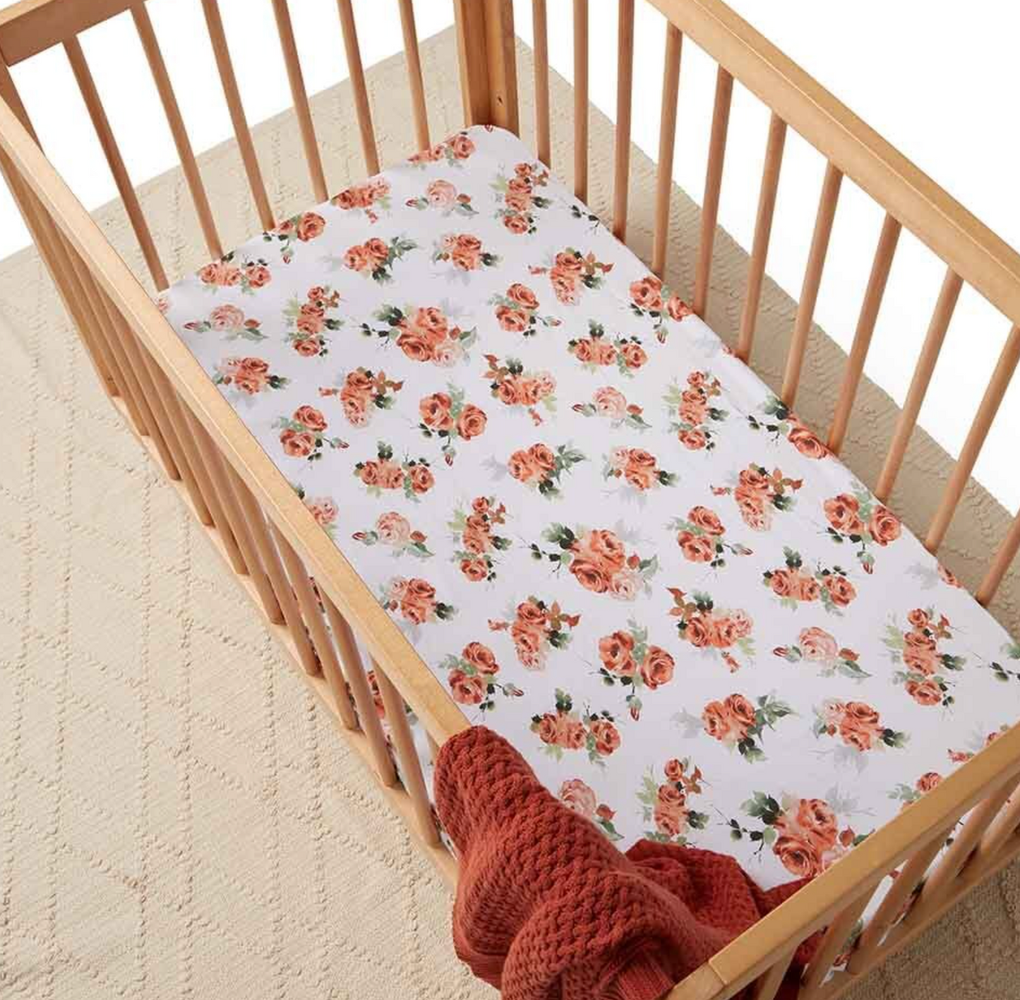 Snuggle Hunny Fitted Jersey Cot Sheet Rosebud