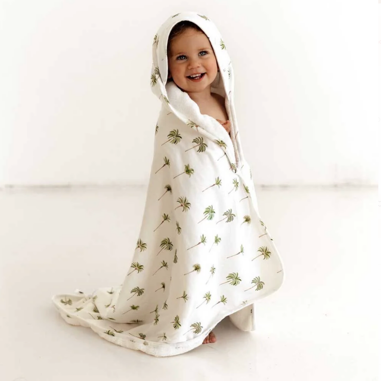 Snuggle Hunny Organic Baby Hooded Towel Green Palm Towel