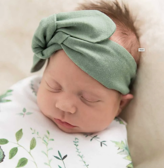 Snuggle Hunny Merino Wool Olive Topknot Headband