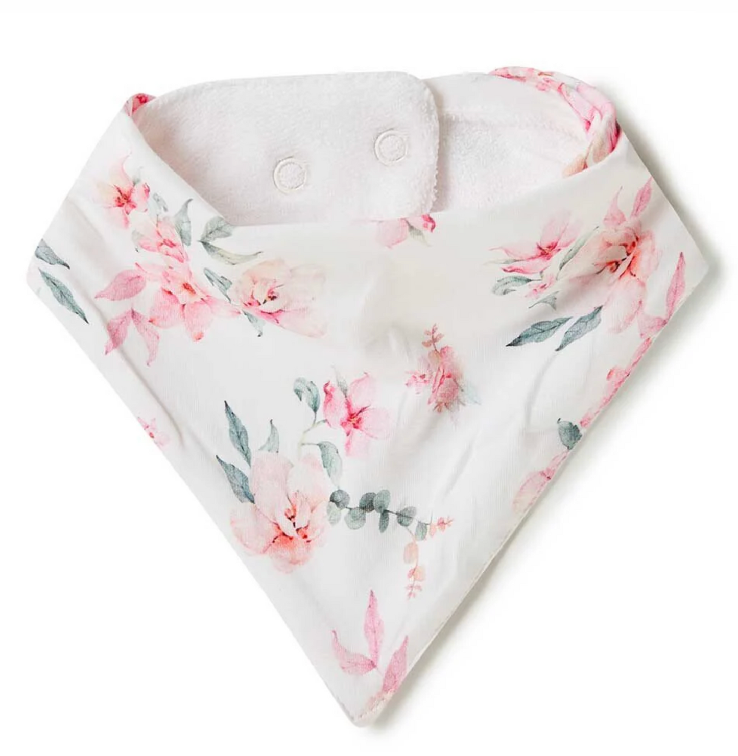 Snuggle Hunny White / Pink Flowers Organic Dribble Bib