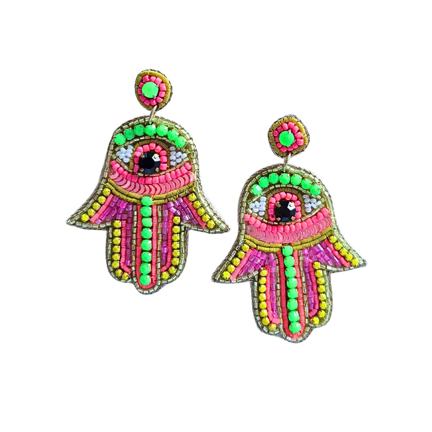 Beaded Earring Hamsa Hand