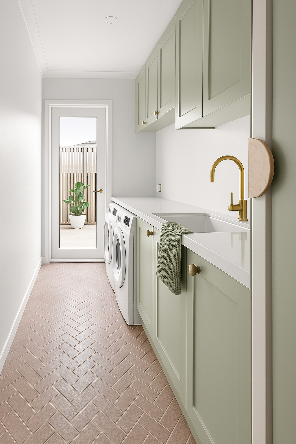 Lt Olive 100% Organic Cotton Rustic Waffle Tea/Hand Towel - Lt Olive